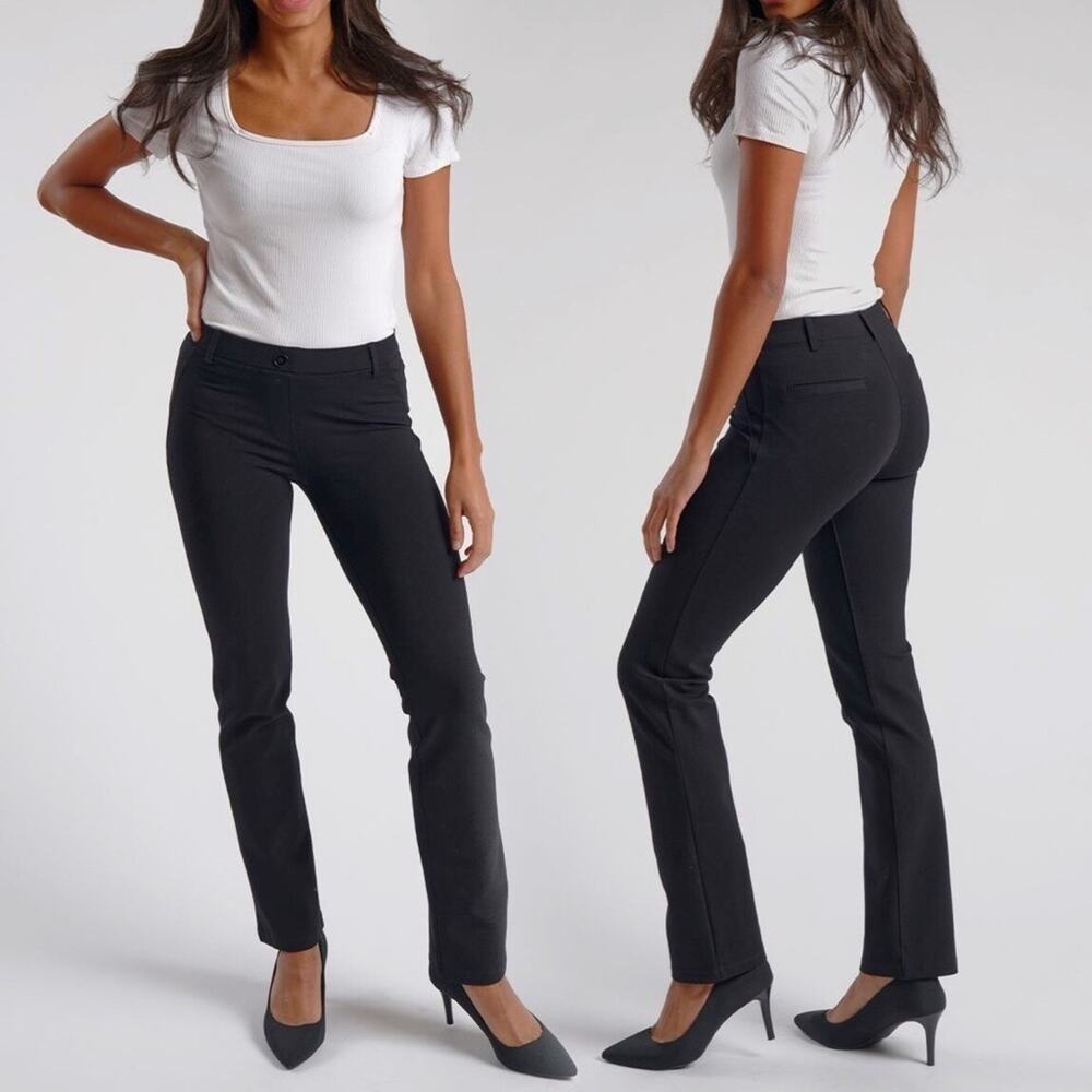 Betabrand Woman's Straight Leg Pants in Black